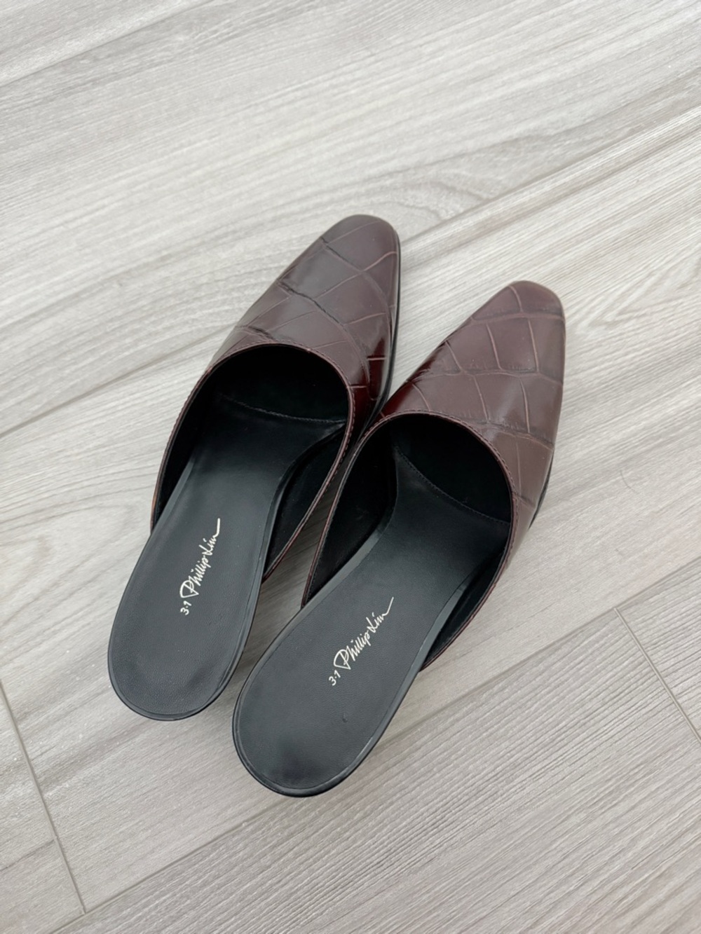3.1 Phillip Lim Quilted Slip-On Mules in Deep Brown